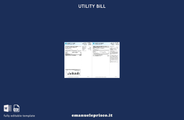 modello di pagine di bollette di servizi pubblici USA California PG&E (Pacific 1